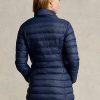 Modré dámské sbalitelné prošívané taftové kabáty Ralph Lauren