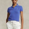 Modré dámské Slim Fit kašmírové polokošile Ralph Lauren