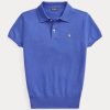 Modré dámské Slim Fit kašmírové polokošile Ralph Lauren