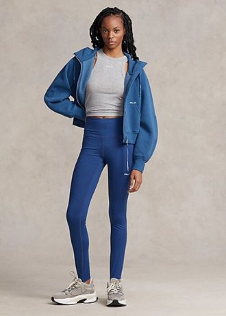 Modré dámské strečové legíny Ralph Lauren s třmenem