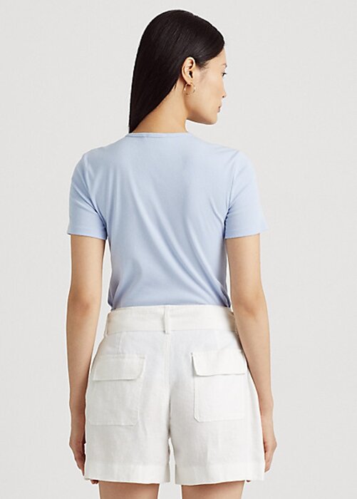 Modrá dámská Stretch bavlněná trička Ralph Lauren Modrá dámská Stretch bavlněná trička Ralph Lauren