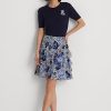 Modré dámské sukně Ralph Lauren Floral Ruffle-Trim Georgette
