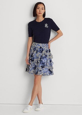 Modré dámské sukně Ralph Lauren Floral Ruffle-Trim Georgette Modré dámské sukně Ralph Lauren Floral Ruffle-Trim Georgette