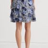 Modré dámské sukně Ralph Lauren Floral Ruffle-Trim Georgette