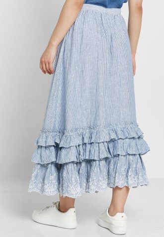 Modré dámské sukně Ralph Lauren Ruffle s vysokým pasem Modré dámské sukně Ralph Lauren Ruffle s vysokým pasem