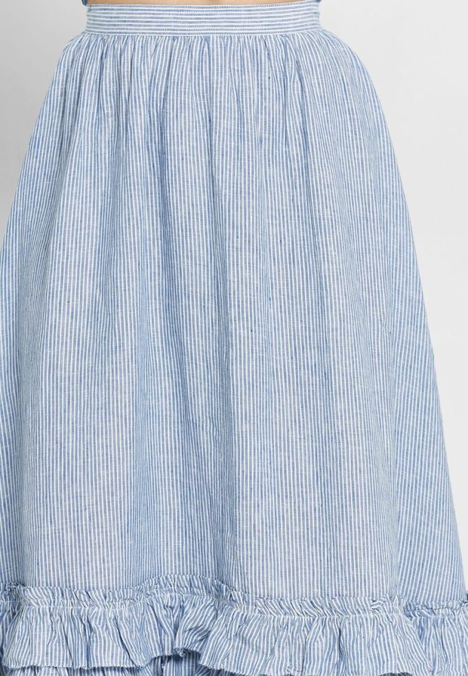 Modré dámské sukně Ralph Lauren Ruffle s vysokým pasem Modré dámské sukně Ralph Lauren Ruffle s vysokým pasem