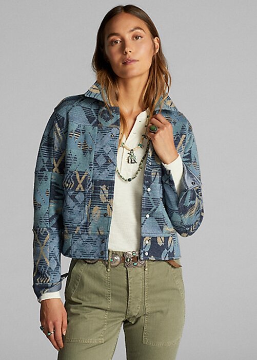 Modré dámské svetry Ralph Lauren Patchwork Modré dámské svetry Ralph Lauren Patchwork