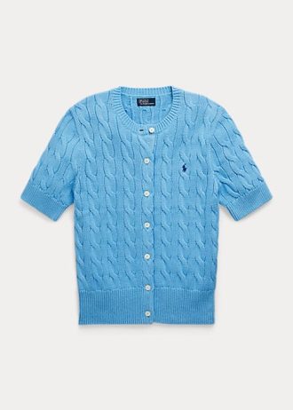 Modré dámské svetry s krátkým rukávem Ralph Lauren Cable-Knit Modré dámské svetry s krátkým rukávem Ralph Lauren Cable-Knit