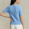 Modré dámské svetry s krátkým rukávem Ralph Lauren Cable-Knit