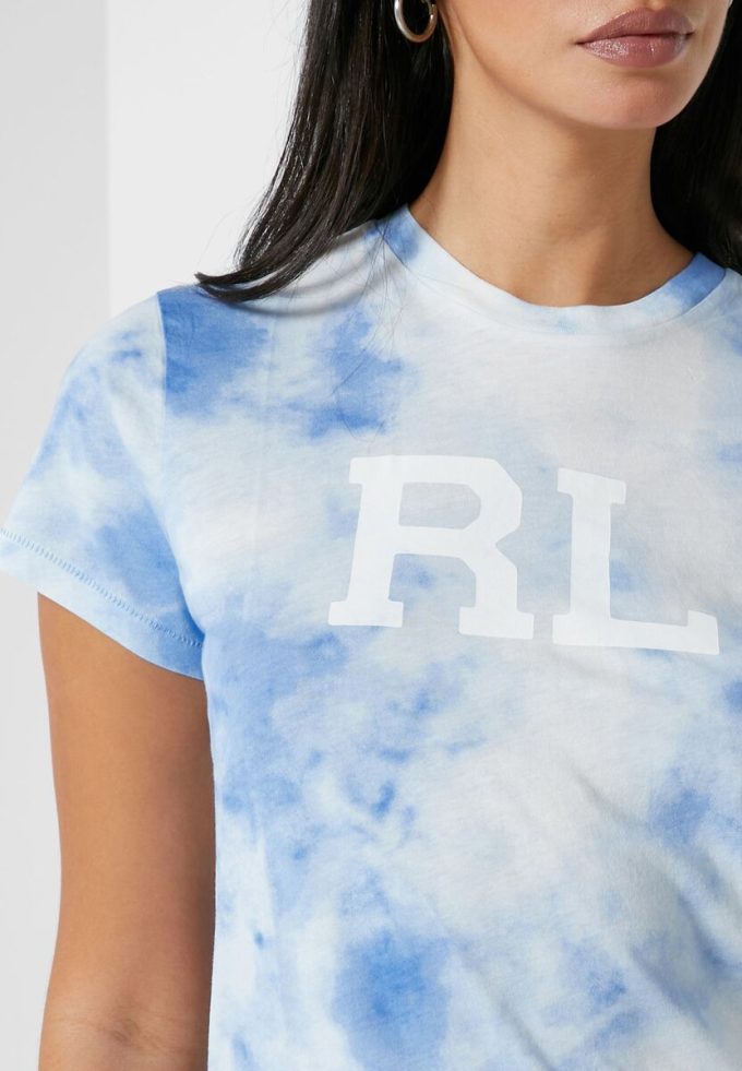 Modrá dámská trička Ralph Lauren s potištěným logem Modrá dámská trička Ralph Lauren s potištěným logem