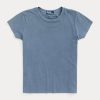 Modrá dámská trička Ralph Lauren z organické bavlny s výstřihem Modrá dámská trička Ralph Lauren z organické bavlny s výstřihem