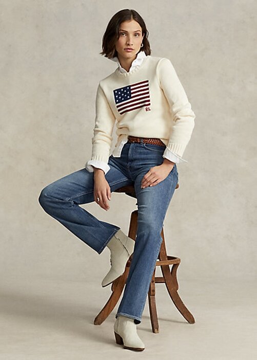 Modré dámské vysoké rovné džíny Ralph Lauren Modré dámské vysoké rovné džíny Ralph Lauren
