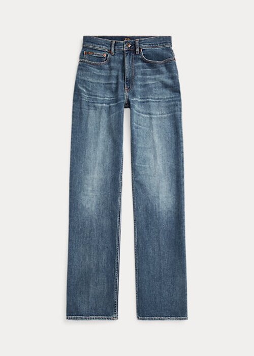 Modré dámské vysoké rovné džíny Ralph Lauren Modré dámské vysoké rovné džíny Ralph Lauren