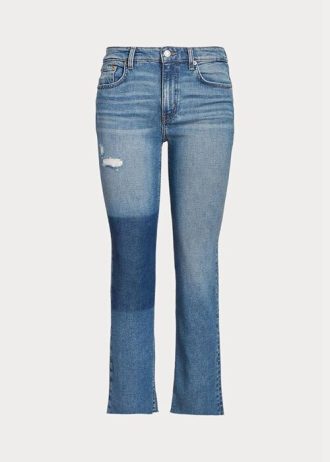 Modré dámské vysoké rovné zkrácené džíny Ralph Lauren Modré dámské vysoké rovné zkrácené džíny Ralph Lauren