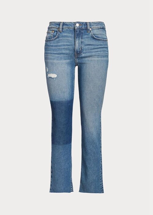 Modré dámské vysoké rovné zkrácené džíny Ralph Lauren Modré dámské vysoké rovné zkrácené džíny Ralph Lauren