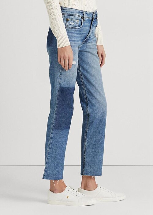 Modré dámské vysoké rovné zkrácené džíny Ralph Lauren Modré dámské vysoké rovné zkrácené džíny Ralph Lauren