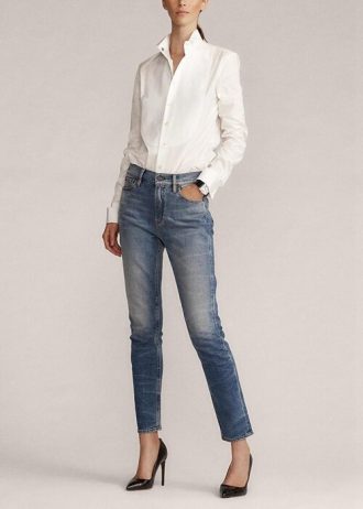 Modré dámské vysoké úzké džíny Ralph Lauren 861