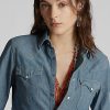 Modré dámské westernové košile Ralph Lauren Indigo Chambray