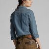 Modré dámské westernové košile Ralph Lauren Indigo Chambray