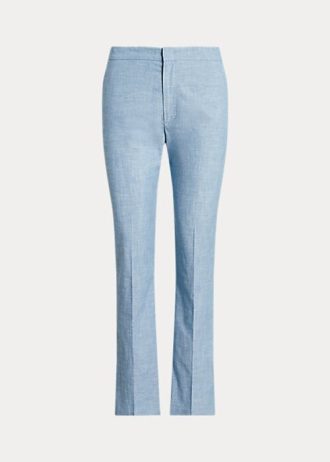 Modré dámské zkrácené kalhoty Ralph Lauren Chambray Kick-Flare