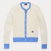 Modré / krémové dámské svetry Ralph Lauren Crest Cashmere Cardigan