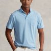 Modré pánské bavlněné lněné polokošile Ralph Lauren Classic Fit