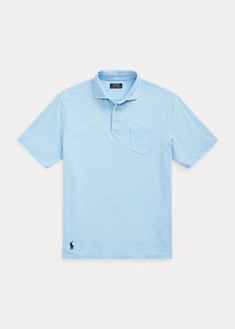 Modré pánské bavlněné lněné polokošile Ralph Lauren Classic Fit Modré pánské bavlněné lněné polokošile Ralph Lauren Classic Fit