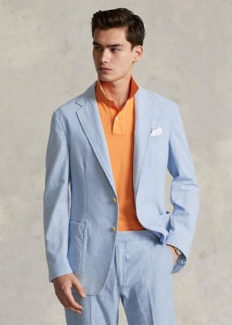 Modré pánské blejzry Ralph Lauren Chambray Suit Modré pánské blejzry Ralph Lauren Chambray Suit
