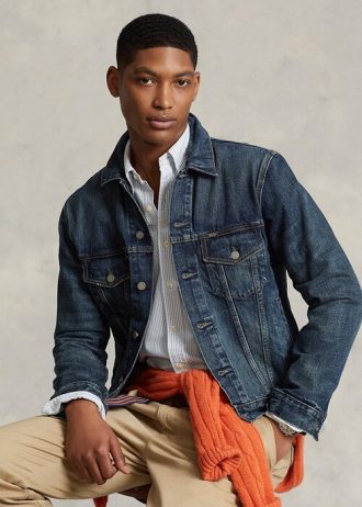 Modré pánské bundy Ralph Lauren Denim Trucker Modré pánské bundy Ralph Lauren Denim Trucker
