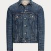 Modré pánské bundy Ralph Lauren Denim Trucker