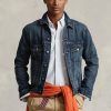 Modré pánské bundy Ralph Lauren Denim Trucker