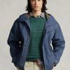 Modré pánské bundy Ralph Lauren Twill s kapucí Modré pánské bundy Ralph Lauren Twill s kapucí