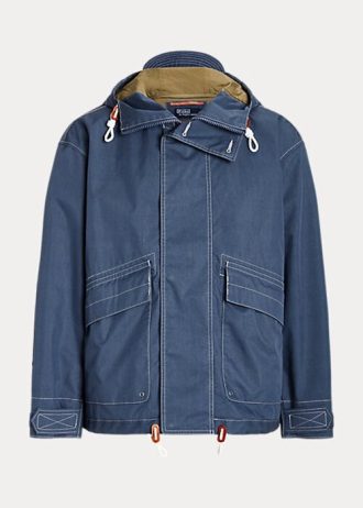 Modré pánské bundy Ralph Lauren Twill s kapucí Modré pánské bundy Ralph Lauren Twill s kapucí