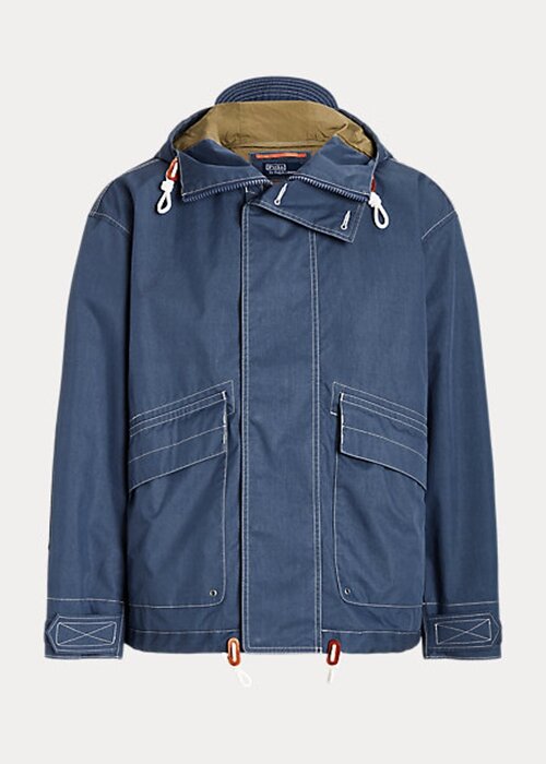 Modré pánské bundy Ralph Lauren Twill s kapucí Modré pánské bundy Ralph Lauren Twill s kapucí