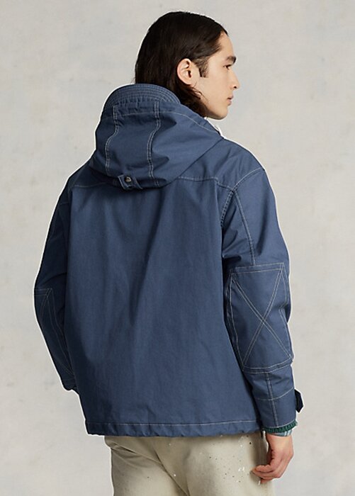 Modré pánské bundy Ralph Lauren Twill s kapucí Modré pánské bundy Ralph Lauren Twill s kapucí