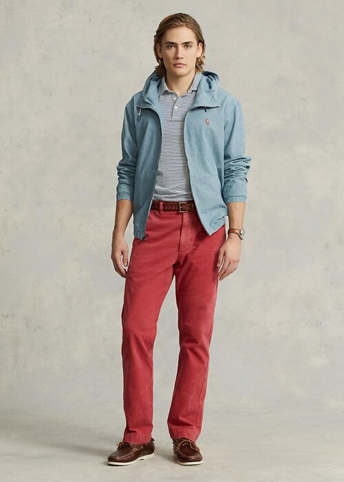 Modré pánské bundy s kapucí Ralph Lauren Indigo Chambray Modré pánské bundy s kapucí Ralph Lauren Indigo Chambray