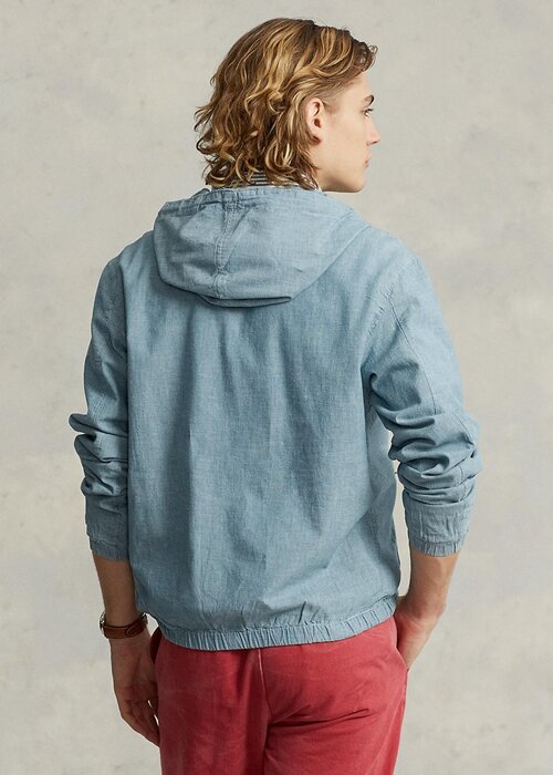 Modré pánské bundy s kapucí Ralph Lauren Indigo Chambray Modré pánské bundy s kapucí Ralph Lauren Indigo Chambray