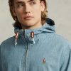 Modré pánské bundy s kapucí Ralph Lauren Indigo Chambray Modré pánské bundy s kapucí Ralph Lauren Indigo Chambray