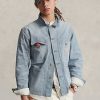 Modré pánské džínové bundy Ralph Lauren Micro-Check Indigo