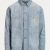 Modré pánské džínové bundy Ralph Lauren Micro-Check Indigo