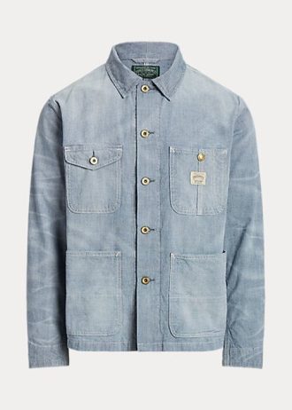 Modré pánské džínové bundy Ralph Lauren Micro-Check Indigo Modré pánské džínové bundy Ralph Lauren Micro-Check Indigo
