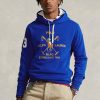 Modrá pánská fleecová mikina s kapucí Ralph Lauren Big Polo Crest