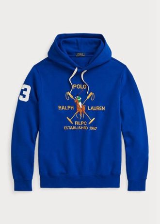 Modrá pánská fleecová mikina s kapucí Ralph Lauren Big Polo Crest