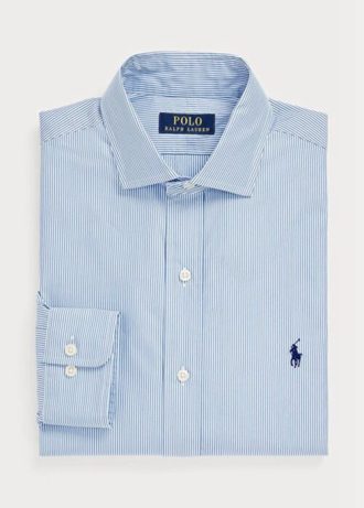 Modré pánské formální košile Ralph Lauren Custom Fit s pruhovaným výkonem