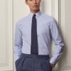 Modré pánské formální košile Ralph Lauren popelín s francouzskými proužky