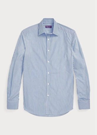 Modré pánské formální košile Ralph Lauren popelín s francouzskými proužky