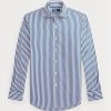 Modré pánské formální košile Ralph Lauren Regent Custom Fit s pruhovaným popelínem Modré pánské formální košile Ralph Lauren Regent Custom Fit s pruhovaným popelínem