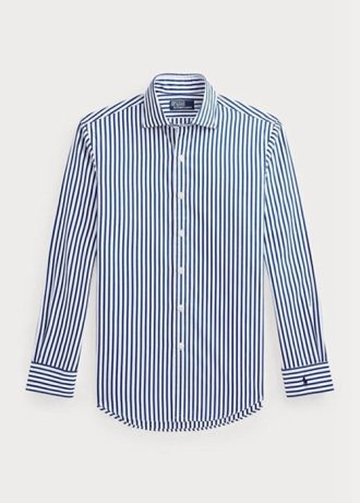 Modré pánské formální košile Ralph Lauren Regent Custom Fit s pruhovaným popelínem