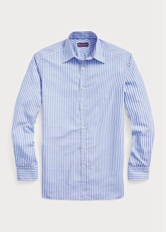 Modré pánské formální košile s pruhovaným popelínem Ralph Lauren