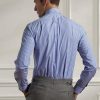 Modré pánské formální košile s pruhovaným popelínem Ralph Lauren